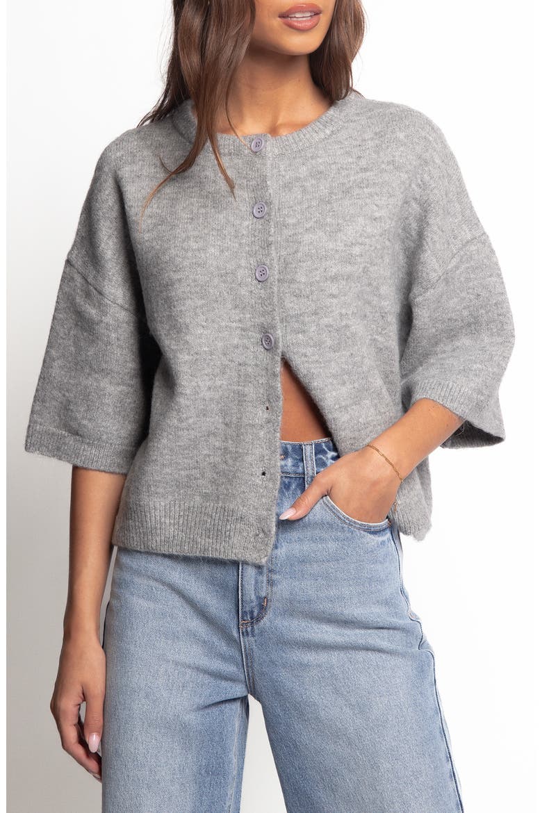Lilith Elbow Sleeve Cardigan, Main, color, GREY