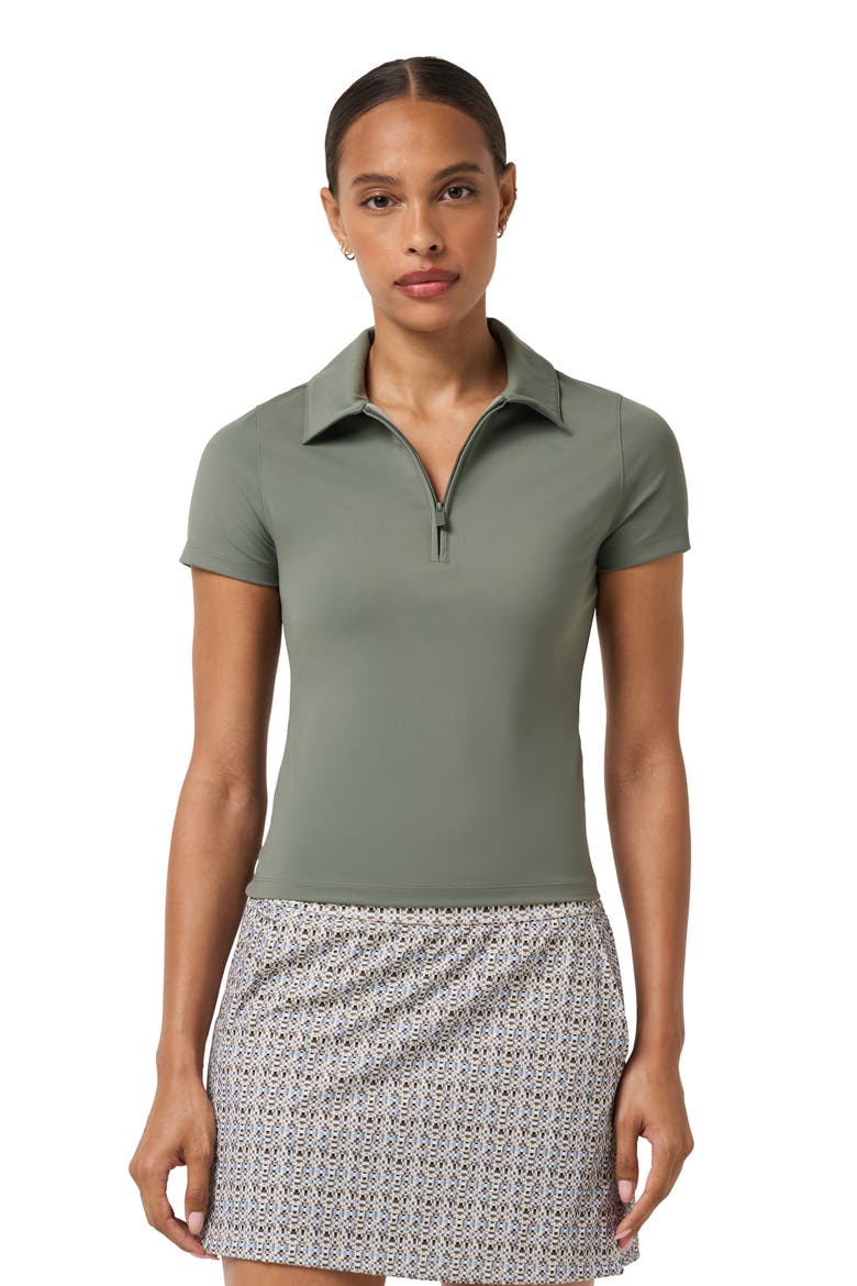 MoveKnit Private Lessons Performance Quarter Zip Polo, Alternate, color, OLIVE SMOKE