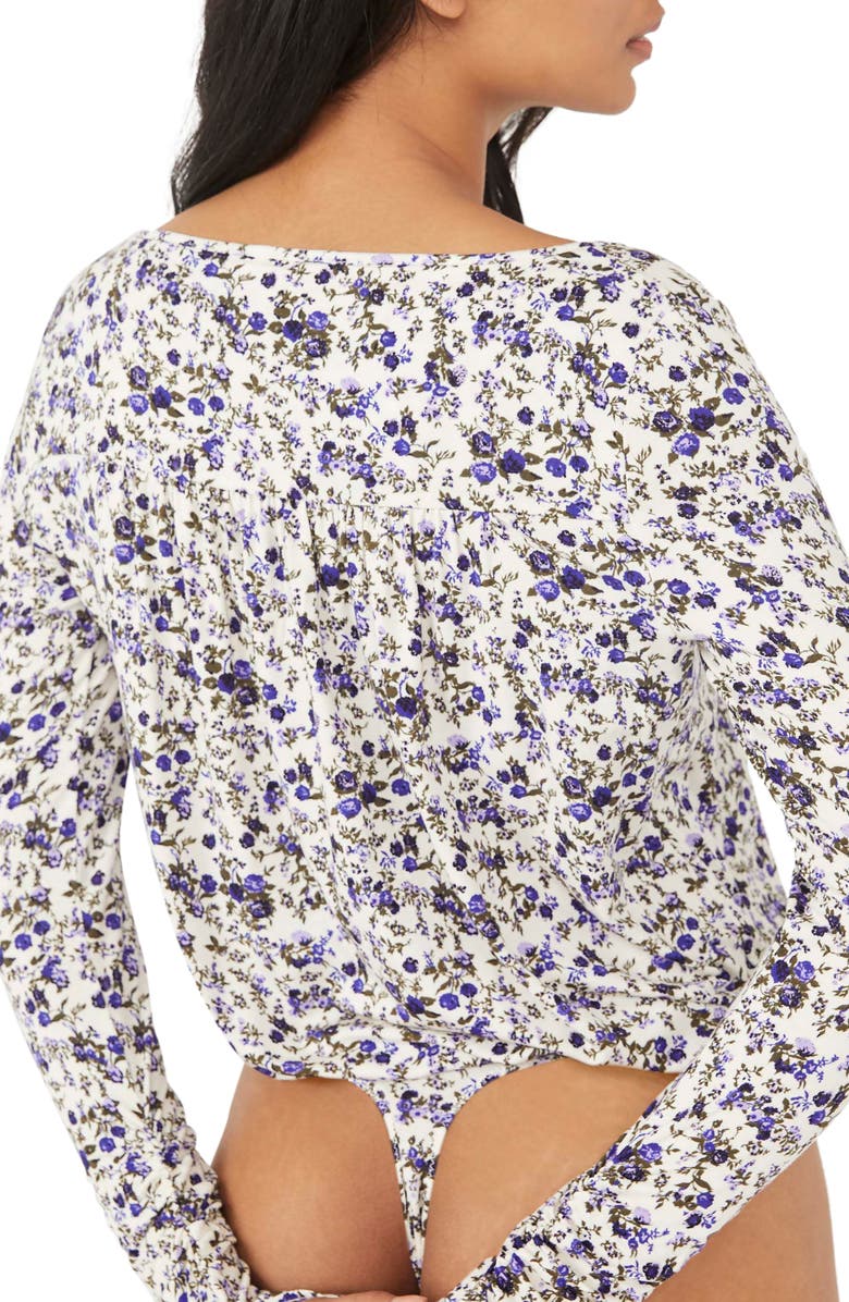 Free People Kaya Print Cutout Bodysuit, Alternate, color, 