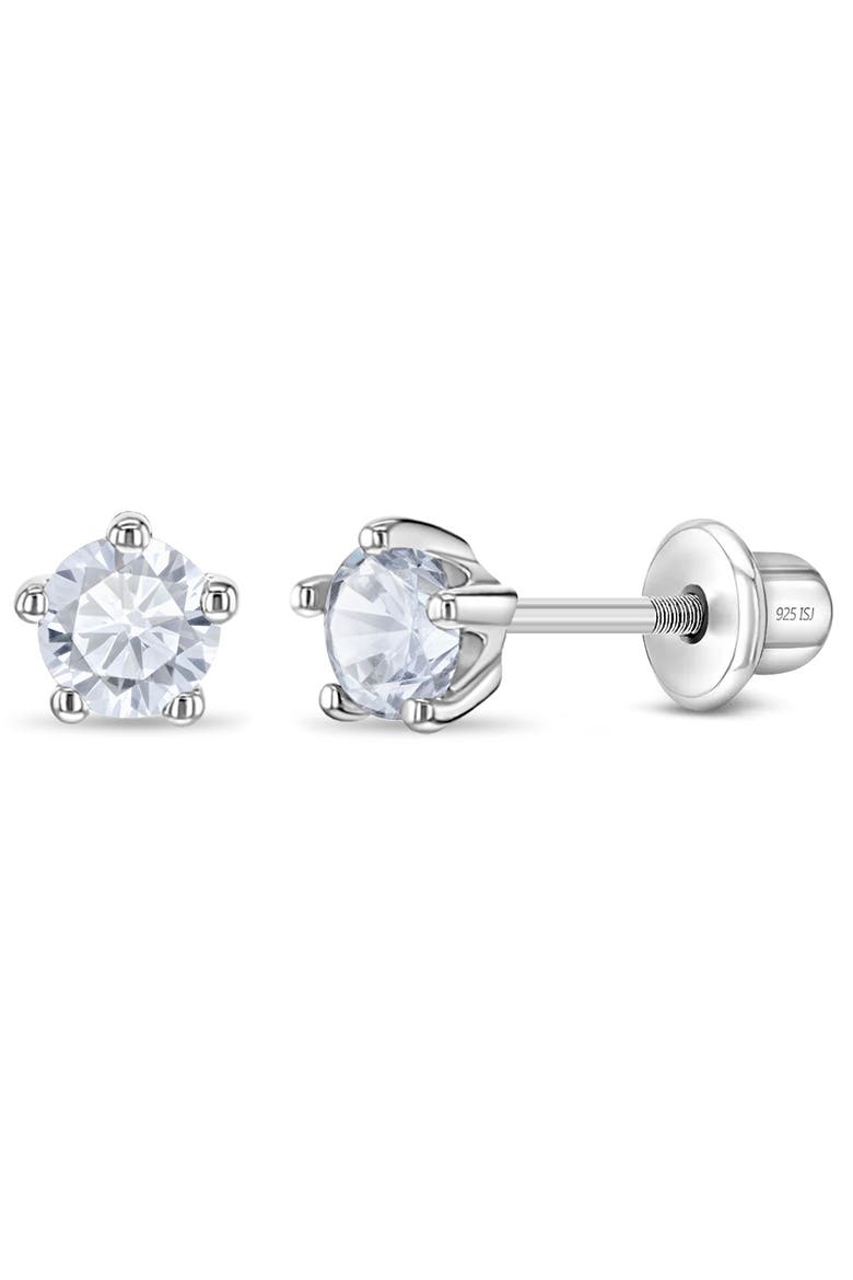 Classic Cubic Zirconia Birthstone Solitaire Earrings, Main, color, April