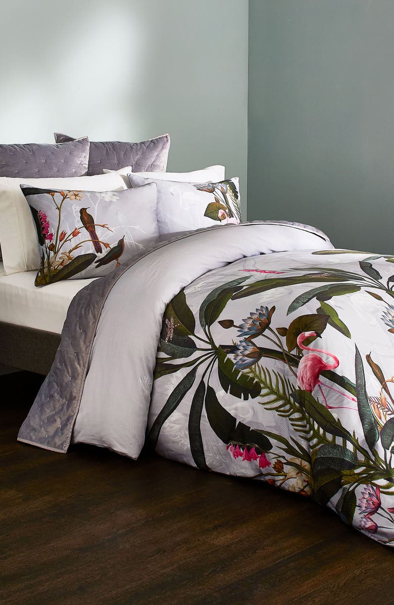 Ted Baker London Pistachio Border Duvet Cover & Sham Set, Alternate, color, Gray