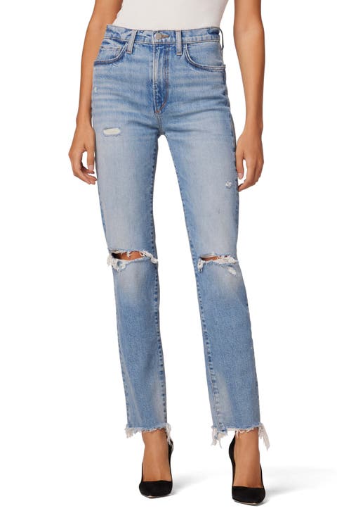 The Honor Ripped High Waist Ankle Straight Leg Organic Cotton Jeans (Vernick)