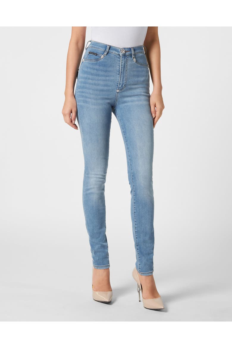 Super High Waist Jegging Skull Women, Main, color, lightblue