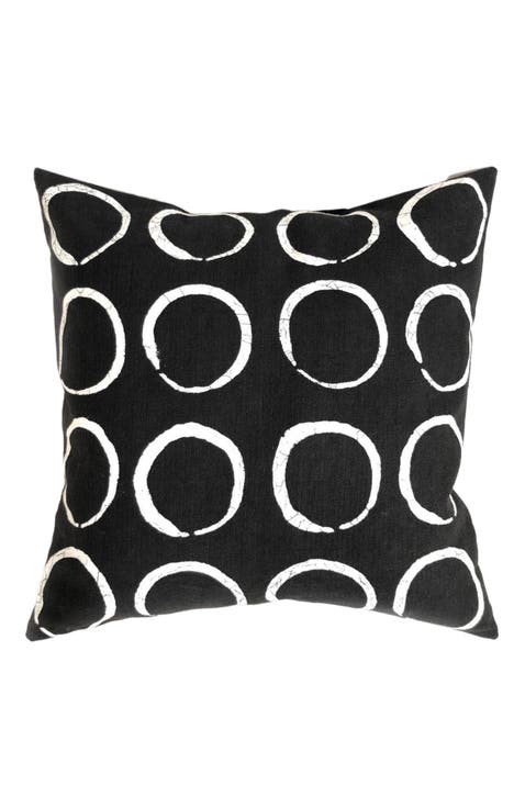 Sadza Circles Pillow Cover - Ebony Black 18'