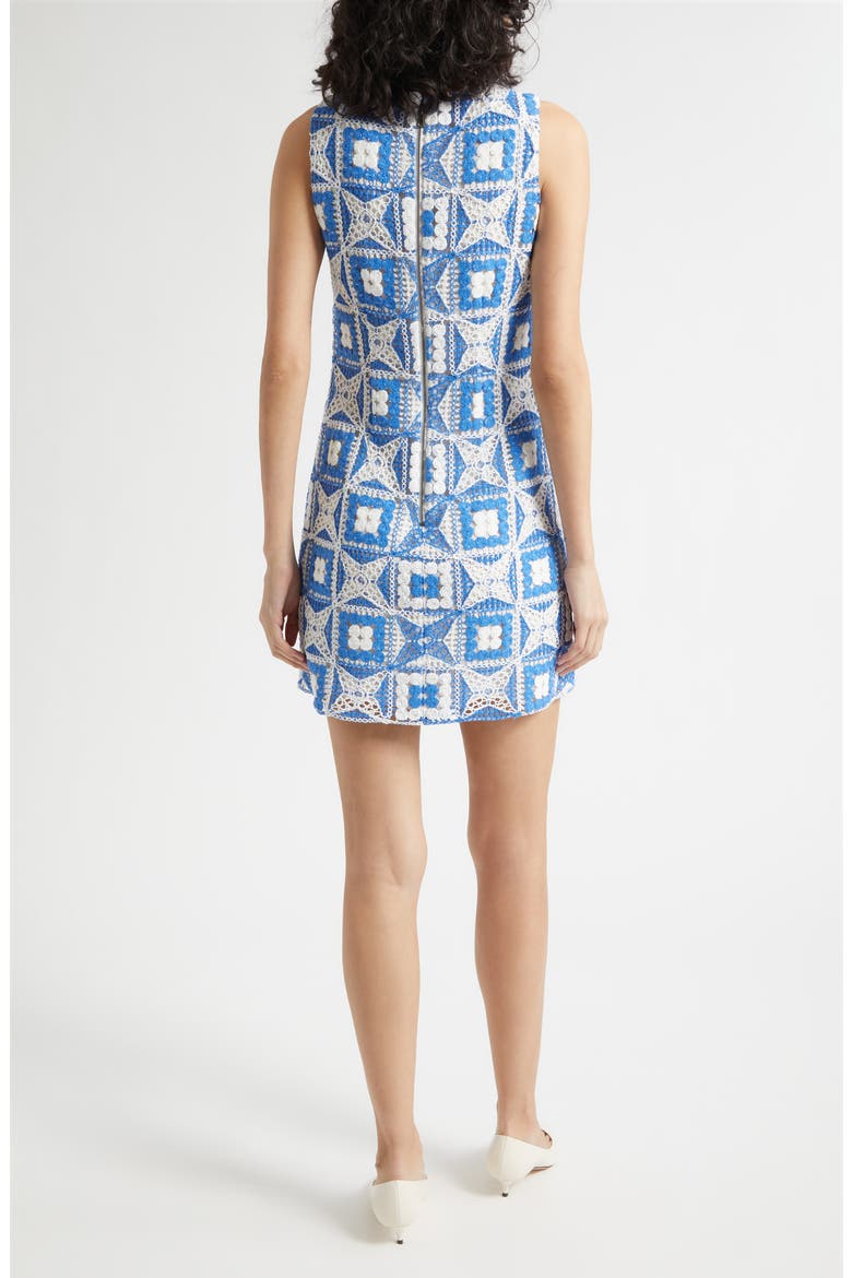 Clyde Embroidered Patchwork Sleeveless Shift Dress, Alternate, color, BLUE IRIS/ OFF WHITE