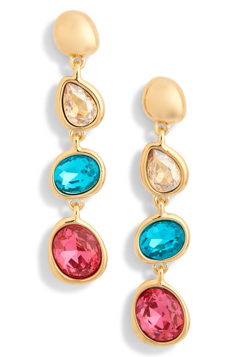 Gabrielle Cubic Zirconia Drop Earrings, Main, color, GOLD