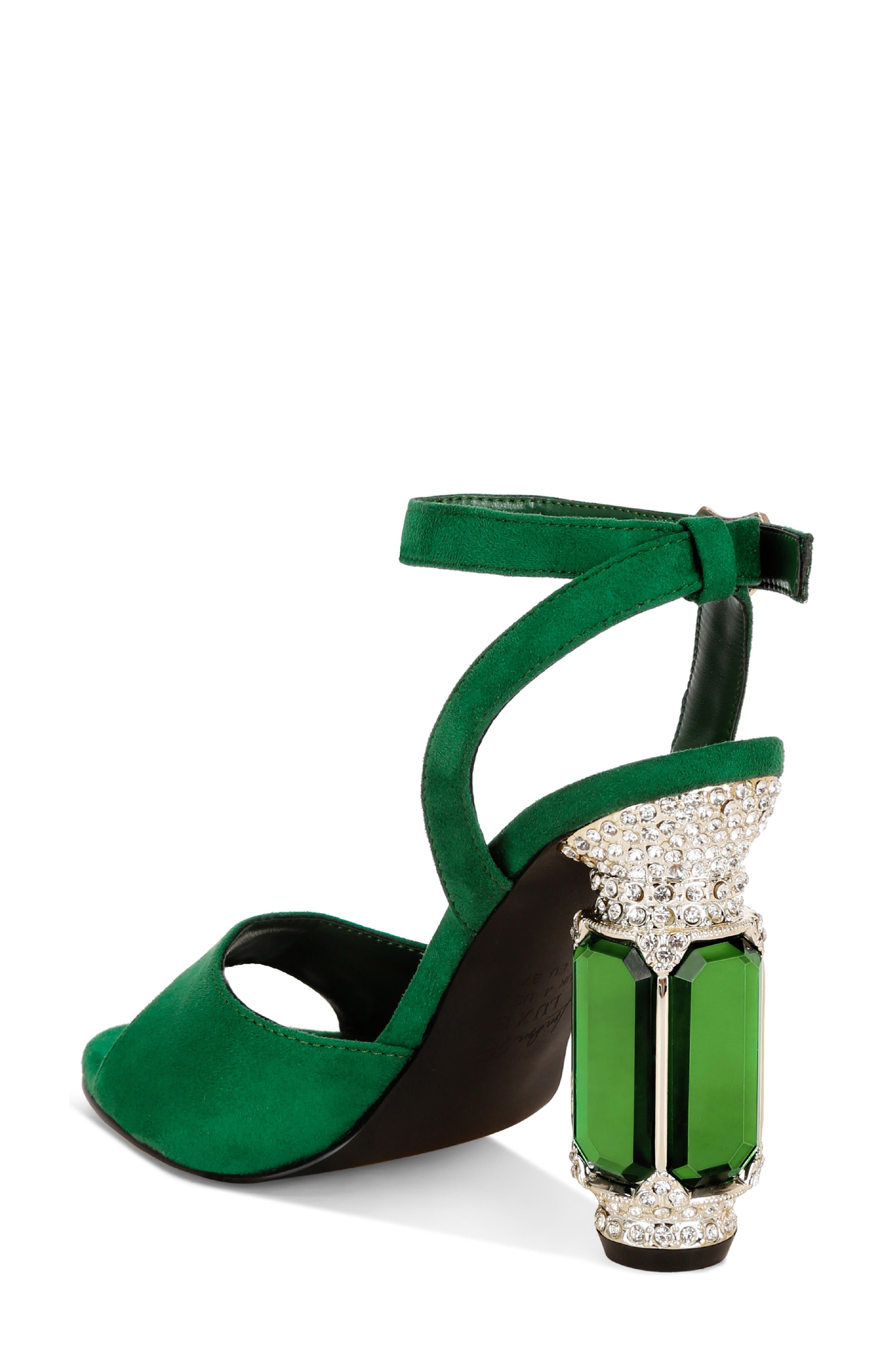 Raome Embellished Heel Sandal, Alternate, color, GREEN SUEDE
