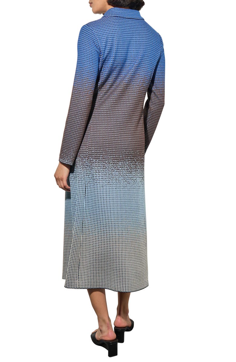 Ming Wang Ombré Jacquard Long Sleeve Knit Midi Shirtdress, Alternate, color, 
