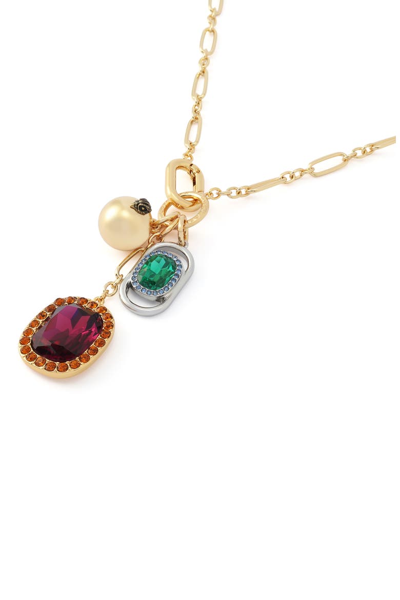 Gemstone Charm Link Long Necklace, Alternate, color, GOLD MULTI