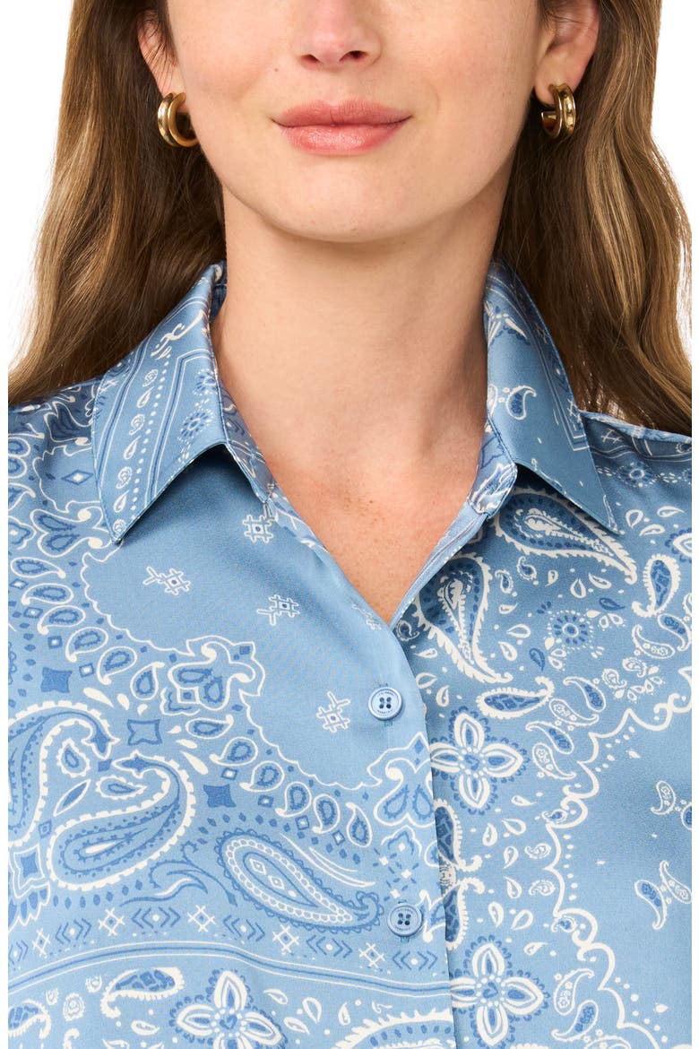 Lux Satin Button-Up Shirt, Alternate, color, STORM