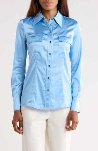 Toni Long Sleeve Snap Front Satin Shirt