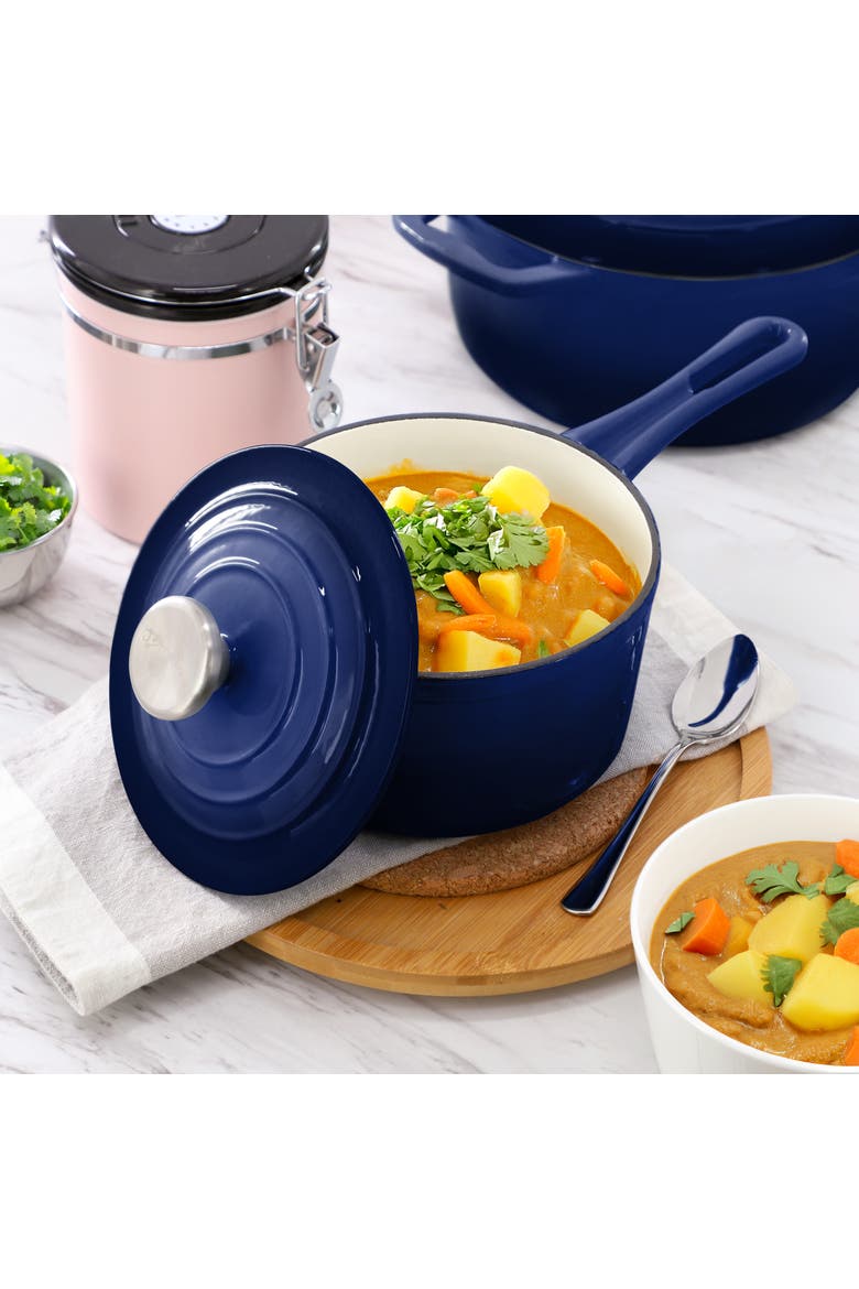 7 Piece Enameled Cast Iron Cookware Set, Alternate, color, Blue