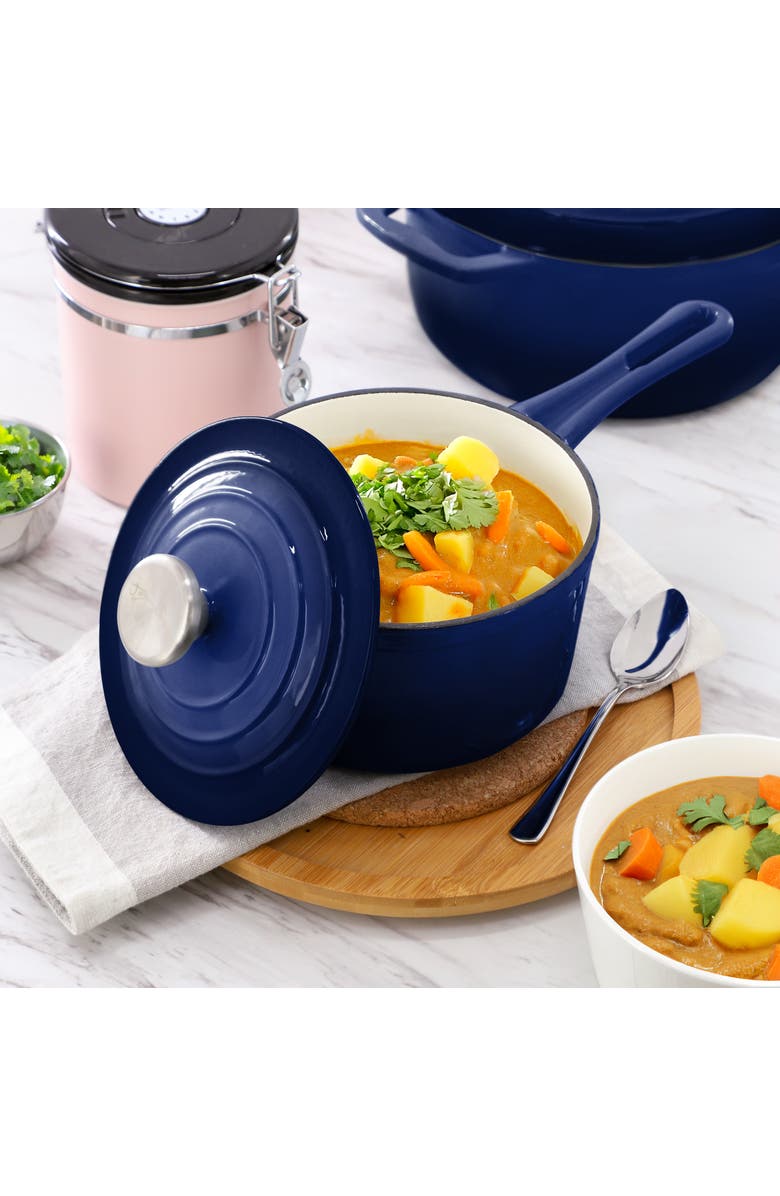 Megachef 7 Piece Enameled Cast Iron Cookware Set, Alternate, color, Blue