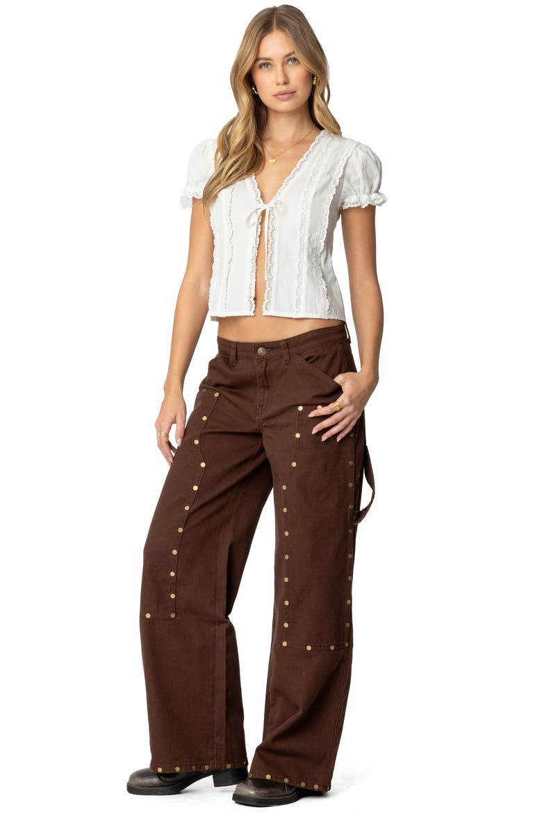 Studded Low Rise Carpenter Jeans, Alternate, color, BROWN