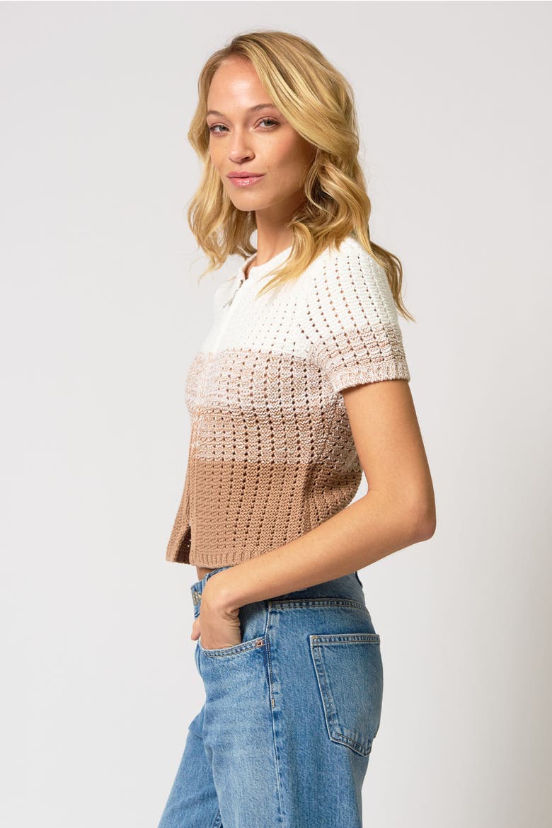 Jacy Gradient Stitch Zip Up, Alternate, color, Ivory Khaki