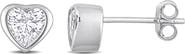 DELMAR Sterling Silver CZ Heart Stud Earrings