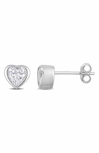 Delmar Sterling Silver CZ Heart Stud Earrings