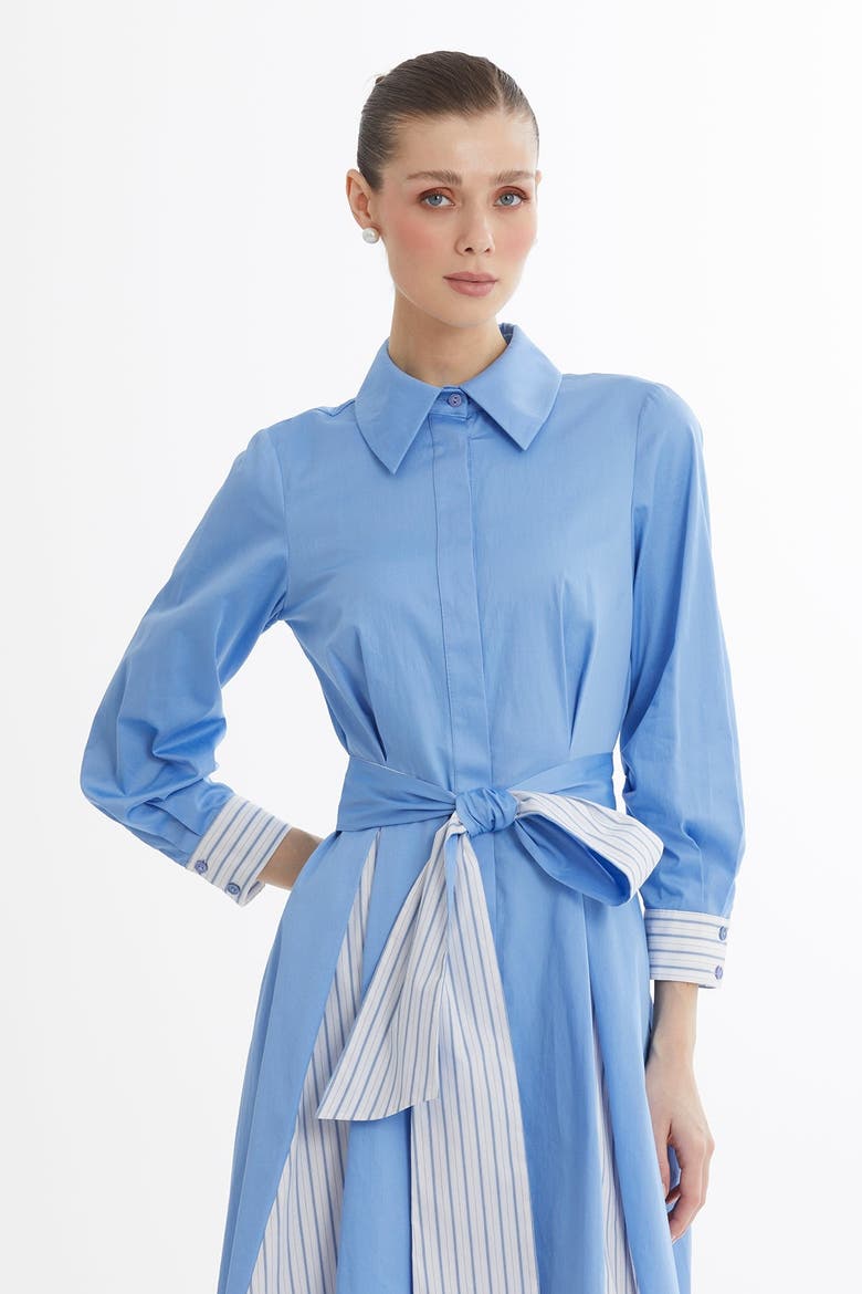 Blue Belted Shirt Dress, Alternate, color, Blue