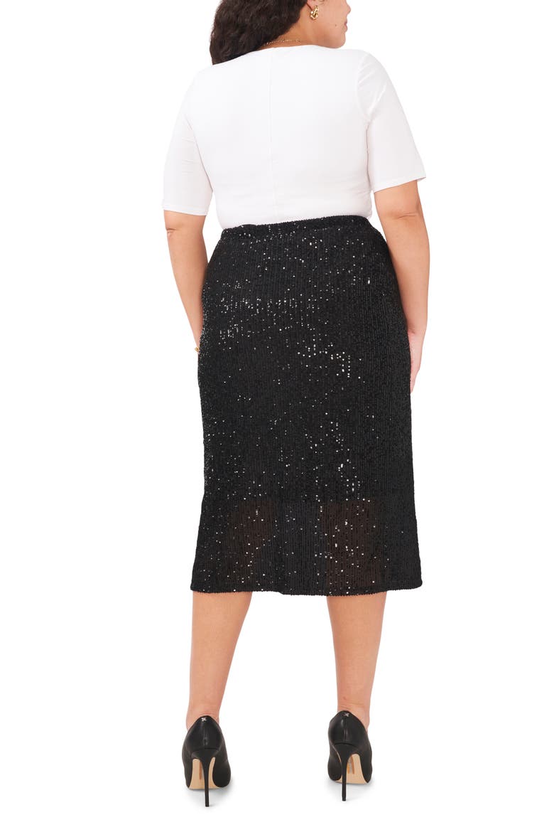 Sequin Slit Hem Midi Skirt, Alternate, color, RICH BLACK