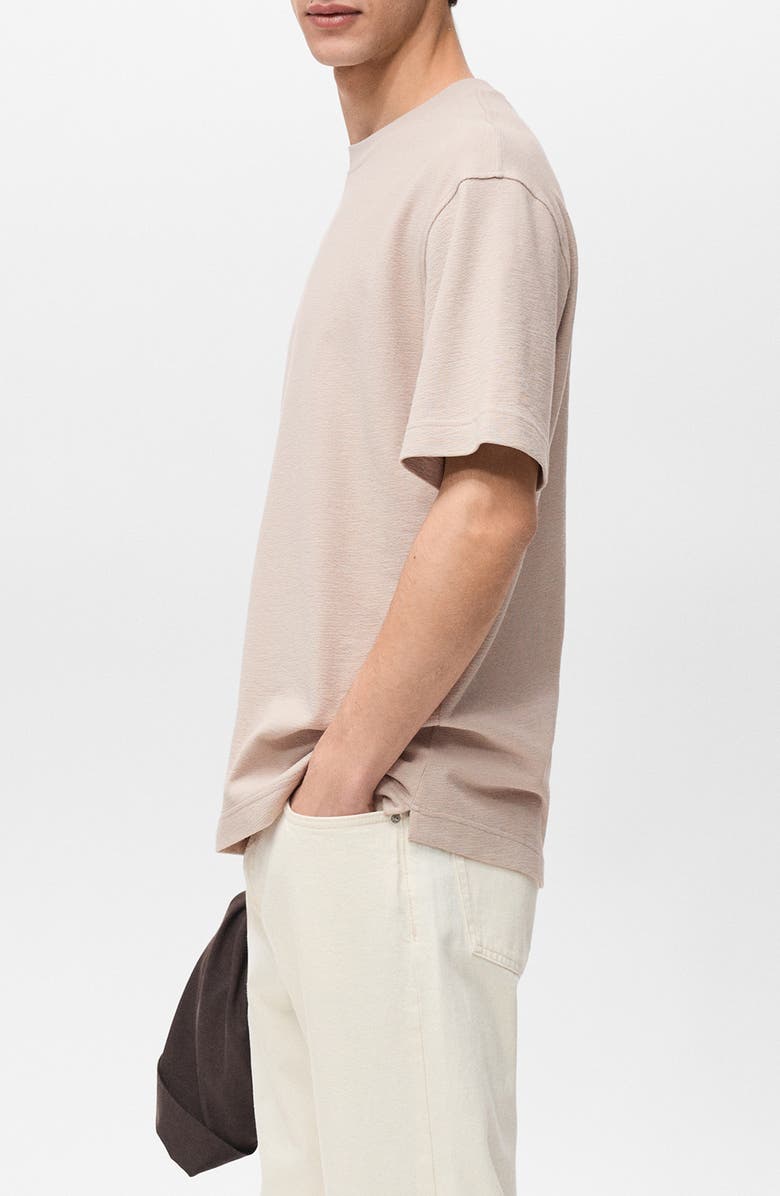 MANGO Structured Relaxed Cotton T-Shirt, Alternate, color, Beige