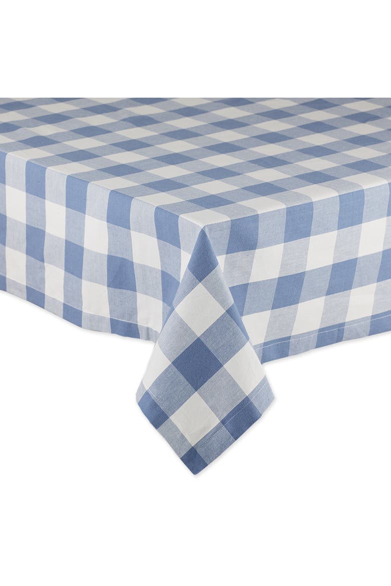 Buffalo Check Woven Cotton Tablecloth, Alternate, color, Stonewash Blue