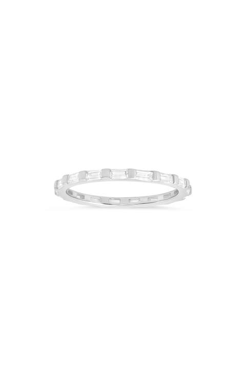 Sterling Silver CZ Baguette Infinity Band Ring