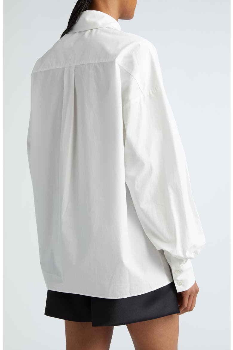 Lace Trim Cotton Poplin Shirt, Alternate, color, WHITE