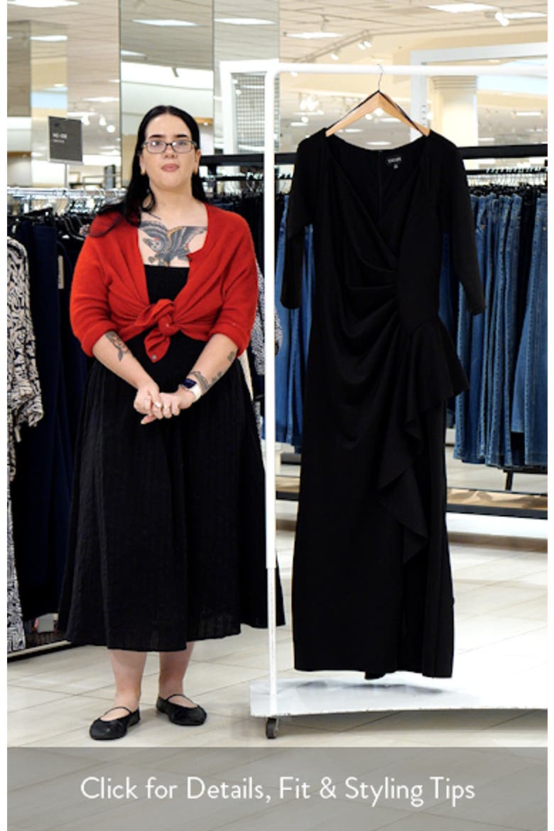 Ruched Scuba Knit Ruffle Gown video