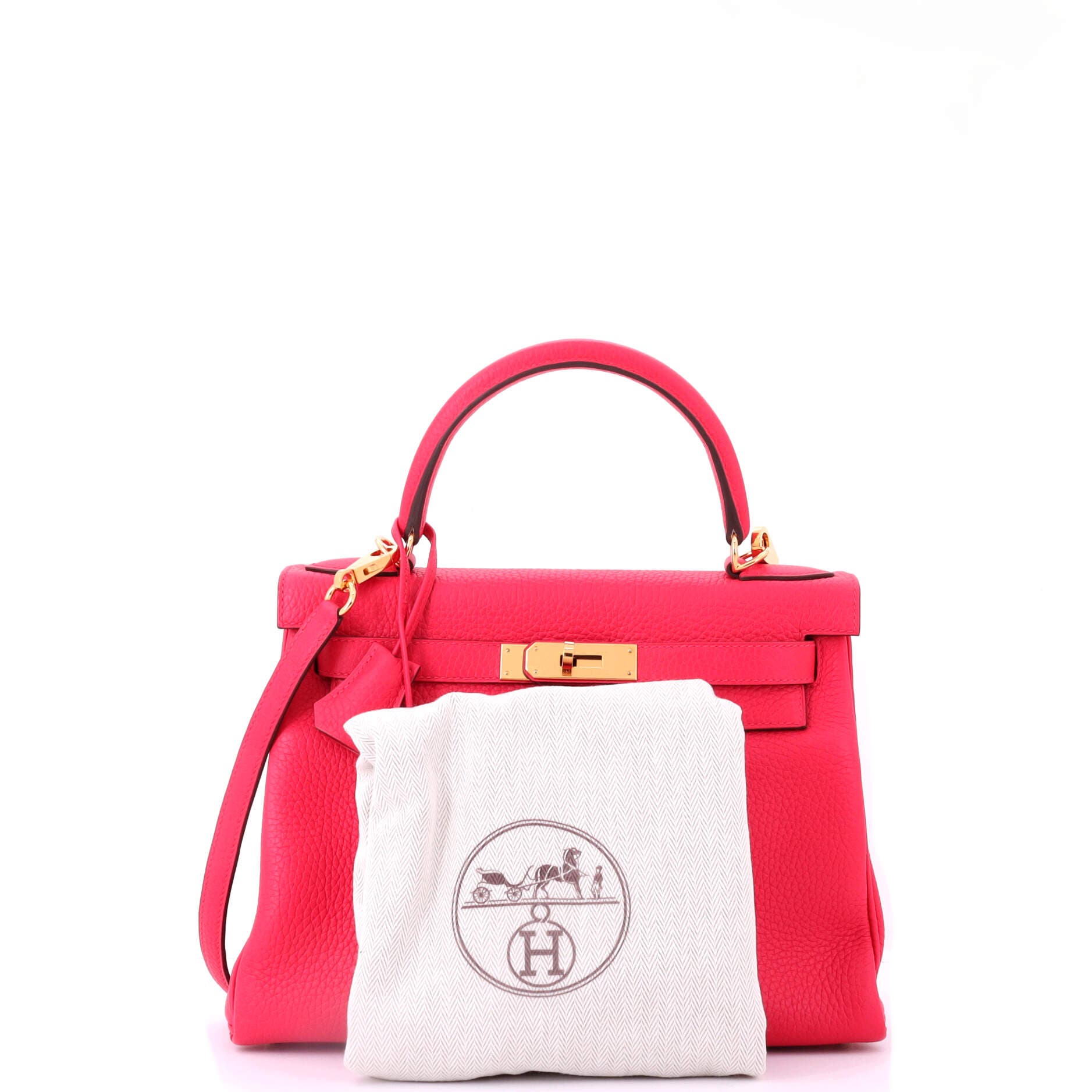 Pre-Owned Hermes Kelly Handbag Pink Clemence with Gold Hardware 28, Alternate, color, Rose Extreme