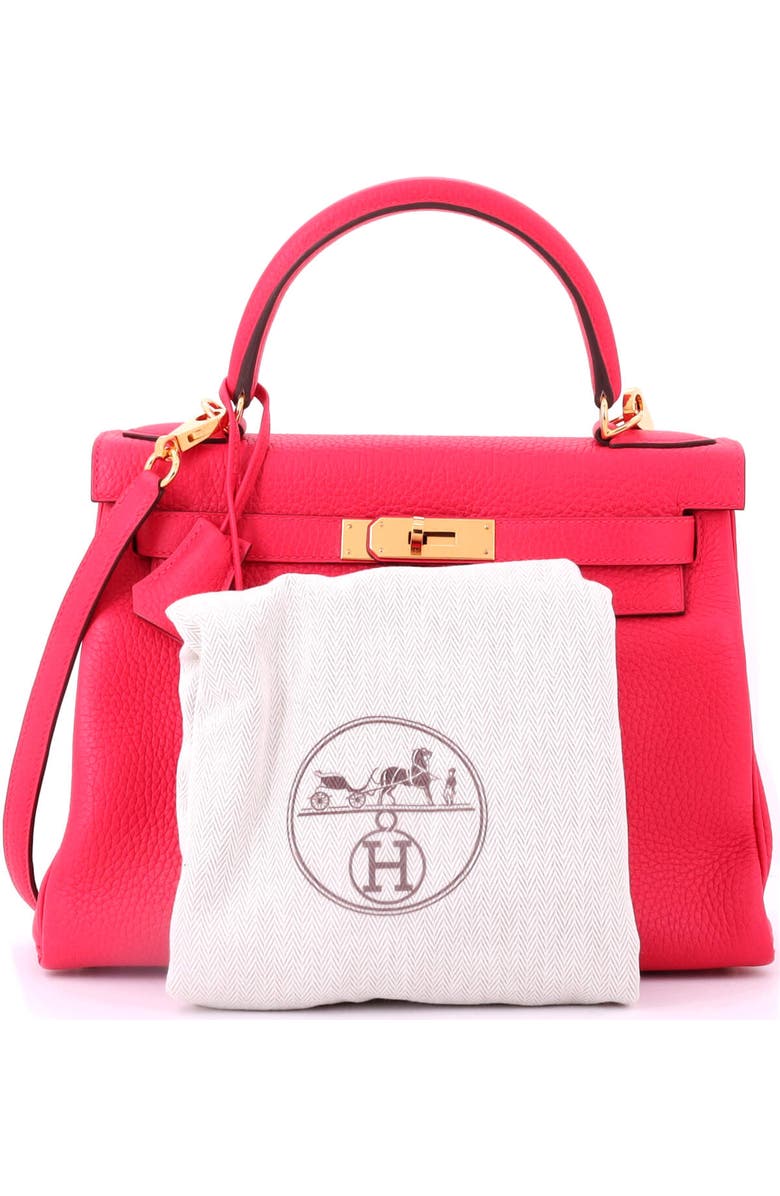 Pre-Owned Hermes Kelly Handbag Pink Clemence with Gold Hardware 28, Alternate, color, Rose Extreme