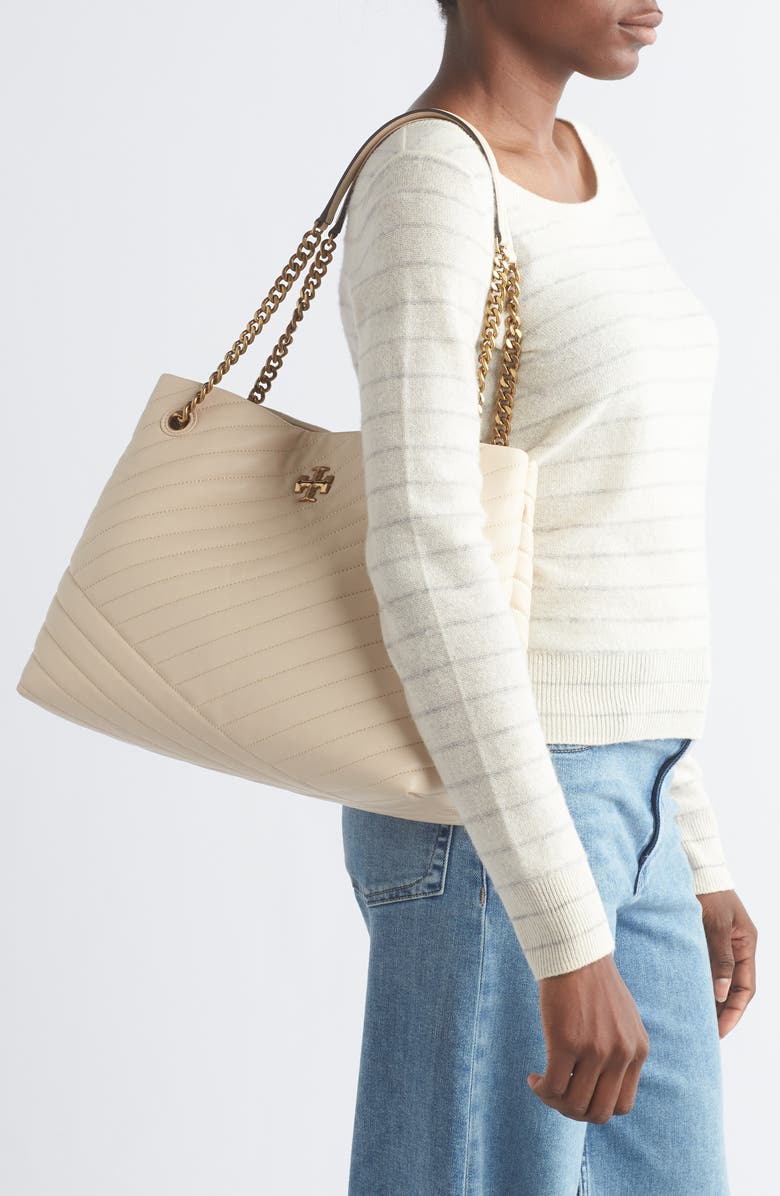 Tory Burch Kira Chevron Tote, Alternate, color, New Cream