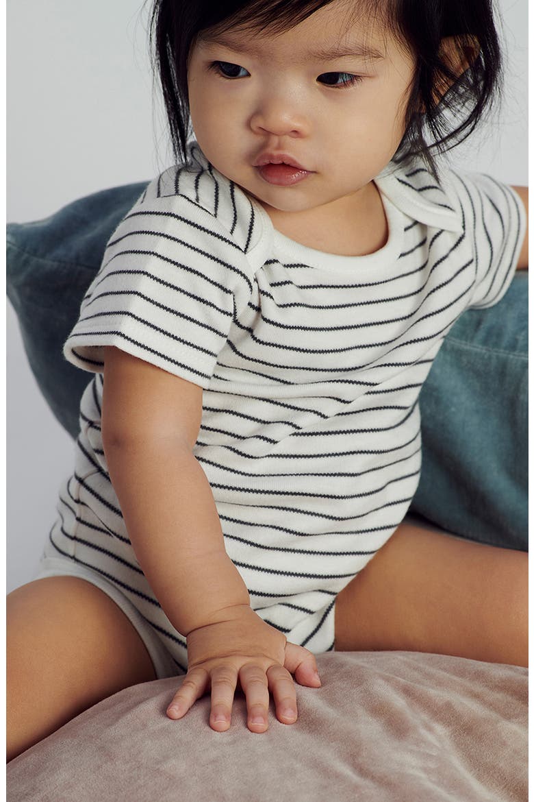 Short Sleeve Bodysuit, Alternate, color, GRAY STRIPE