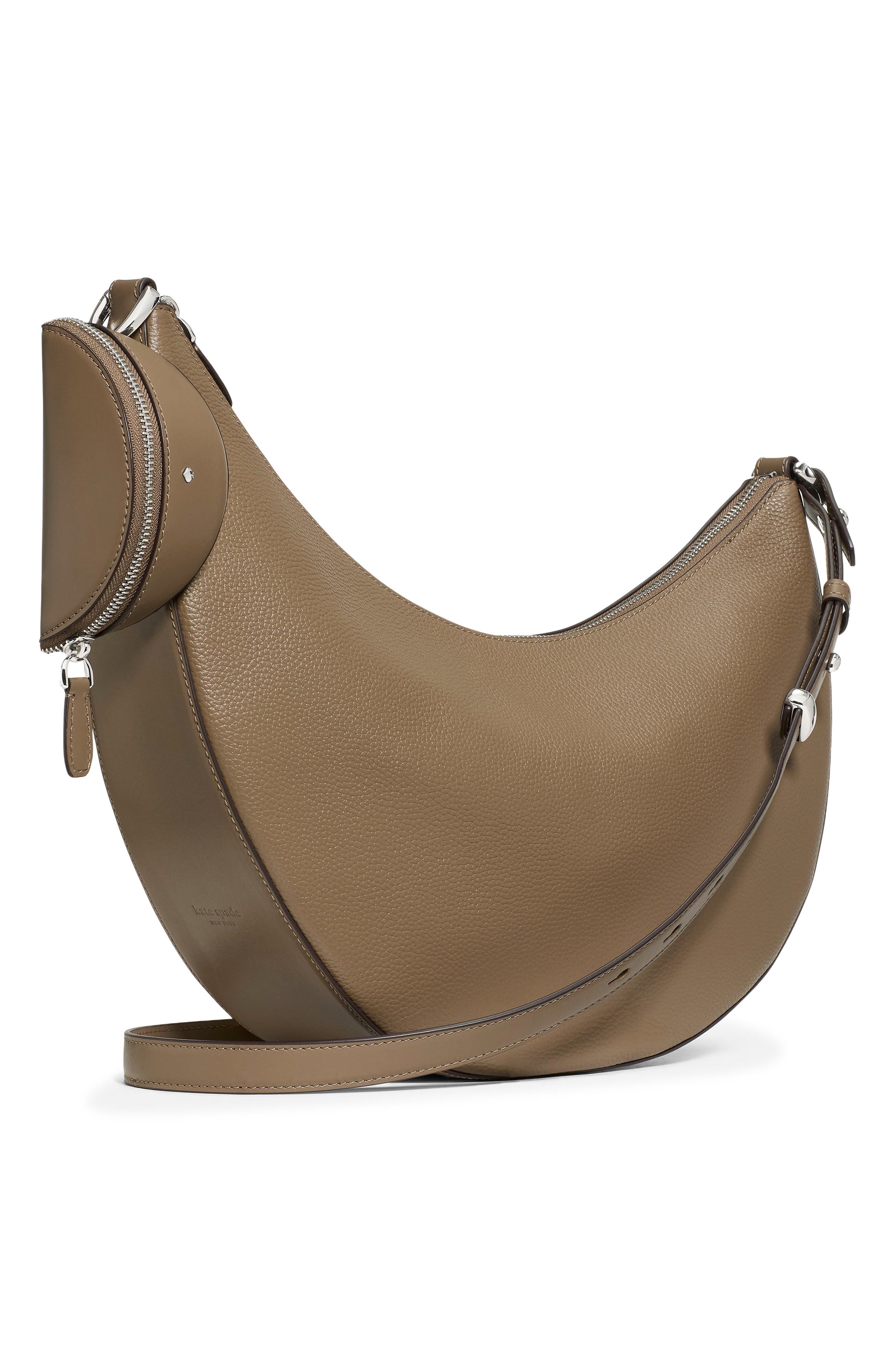 large duo pebbled leather crossbody bag, Alternate, color, DRIFTWOOD