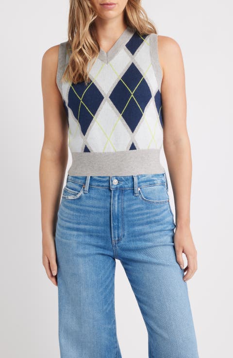 Estelle Argyle Crop Sweater Vest