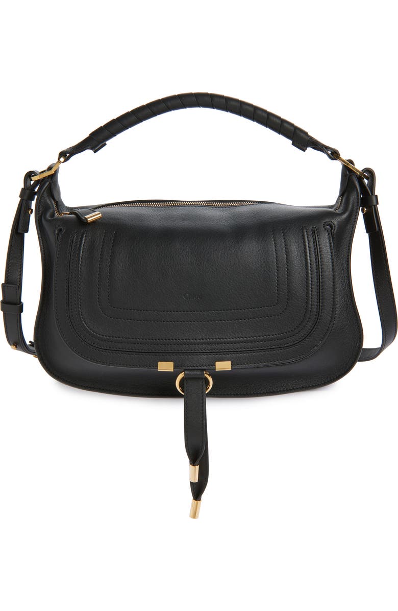 Chloé Small Marcie Leather Shoulder Bag, Main, color, Black
