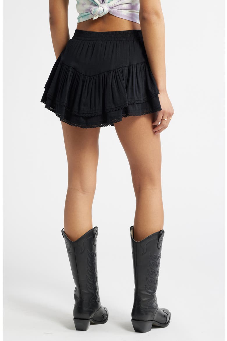 Lace Trim Ruffle Skort, Alternate, color, BLACK