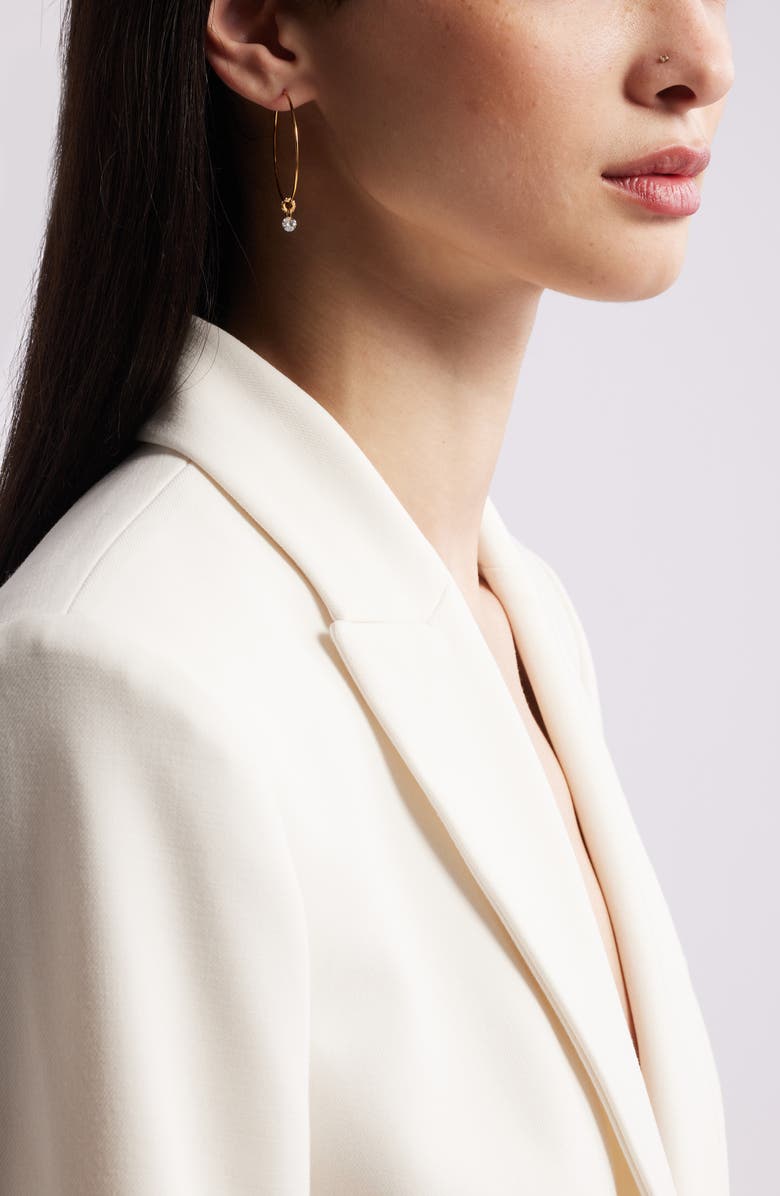 Nordstrom Floating Cubic Zirconia Hoop Earrings, Alternate, color, Clear- Gold