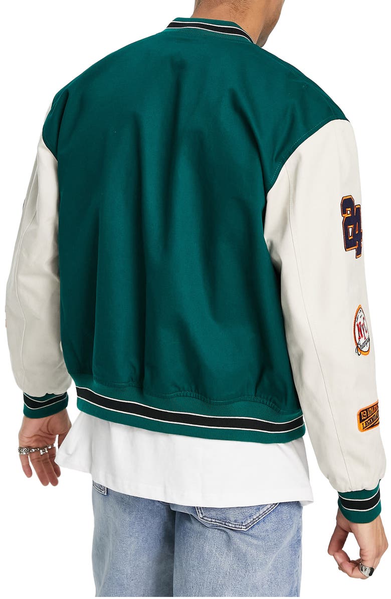 ASOS DESIGN Varsity Bomber Jacket, Alternate, color, 
