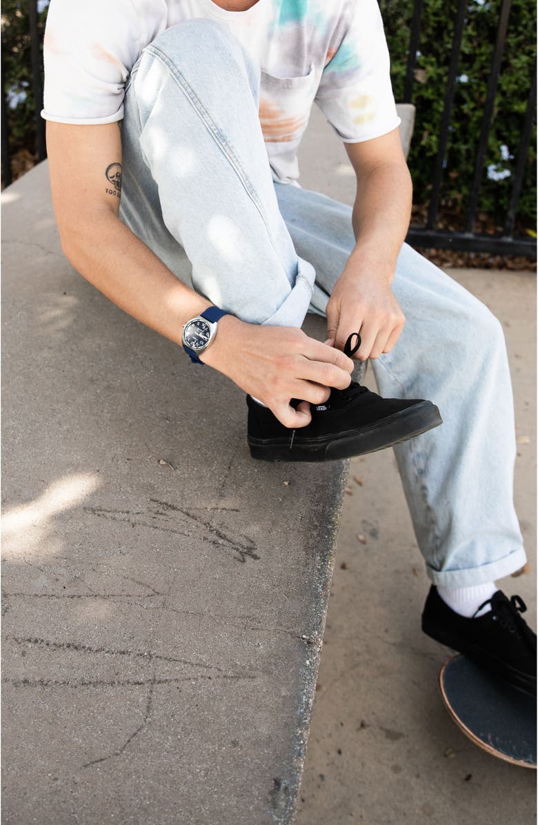 Nixon Mullet Silicone Strap Watch, Alternate, color, Silver / Teal