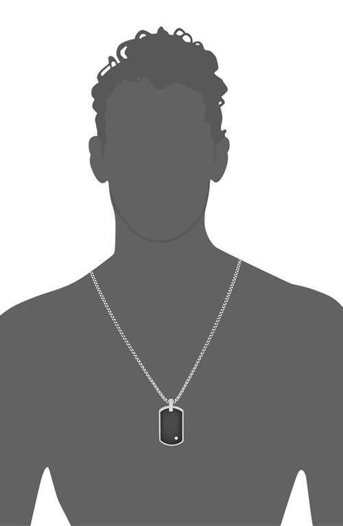 Geoffrey Beene Stainless Steel Cubic Zirconia Dog Tag Pendant Necklace