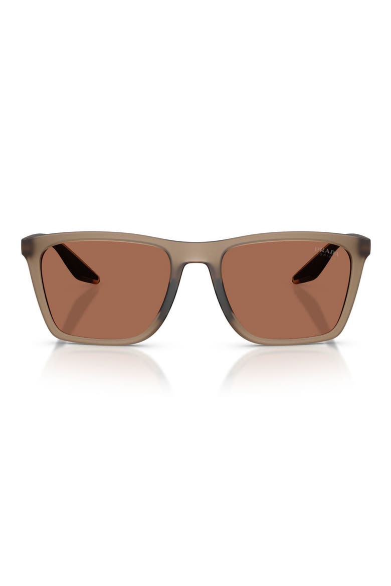 56mm Pillow Sunglasses, Main, color, BROWN FROSTED / BROWN TUNING