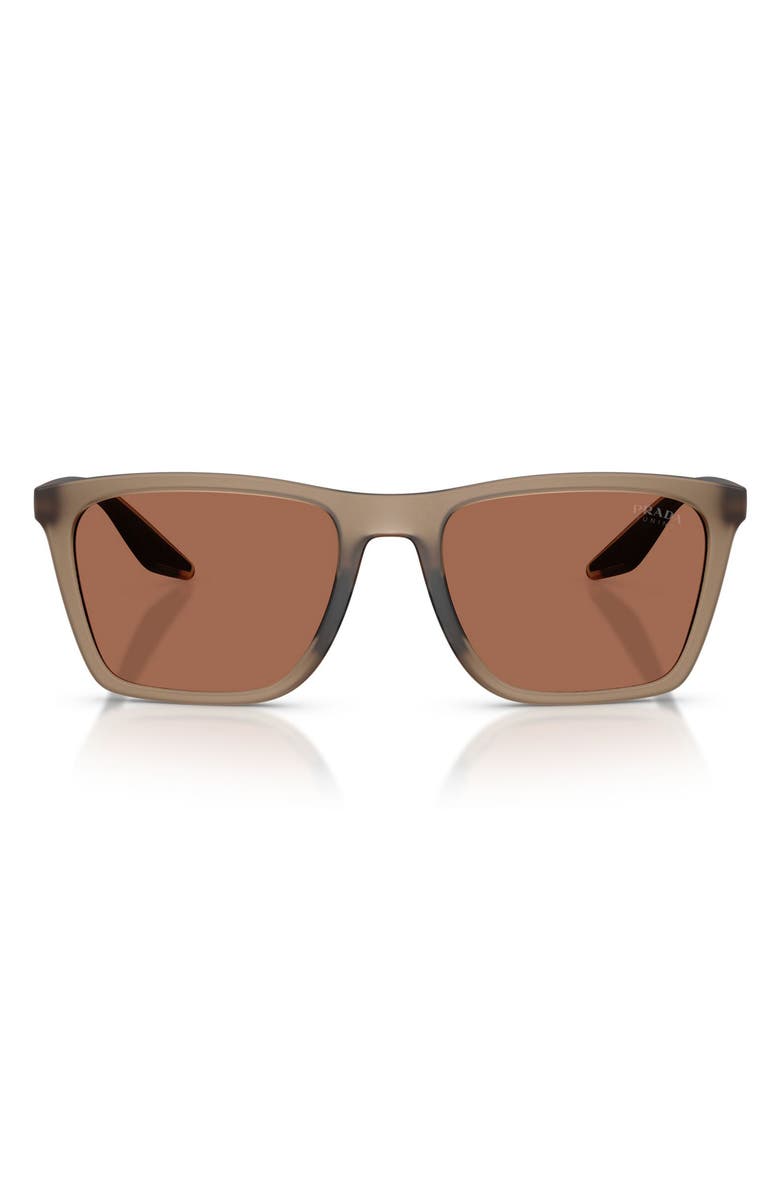 Prada Linea Rossa 56mm Pillow Sunglasses, Main, color, Brown Frosted / Brown Tuning