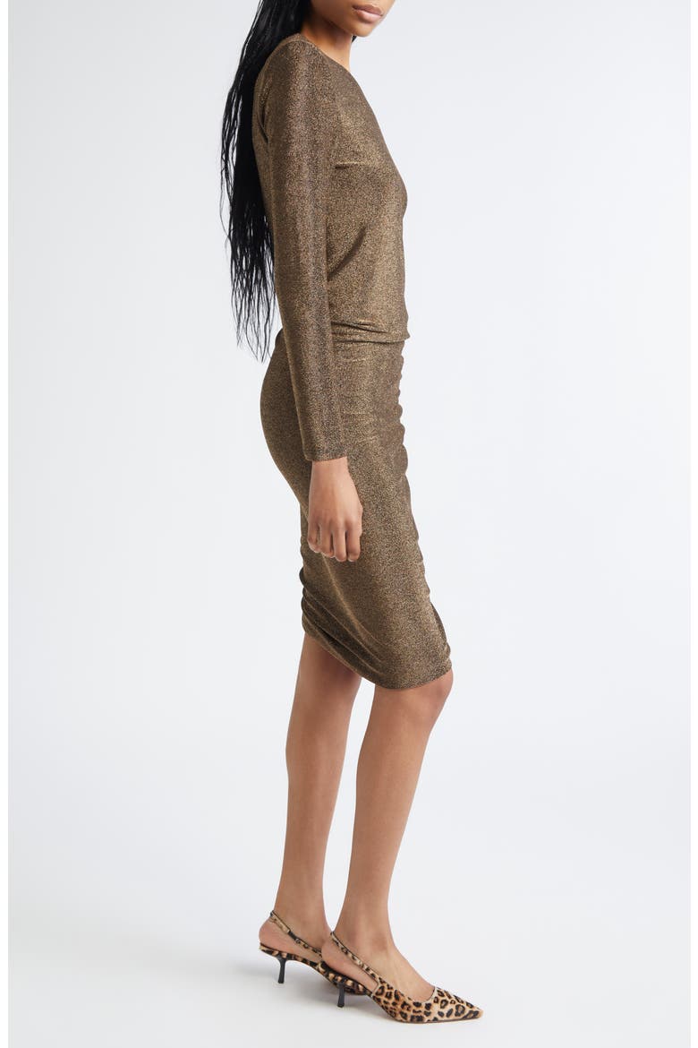 Cyrus Long Sleeve Ruched Body-Con Dress, Alternate, color, GUNMETAL