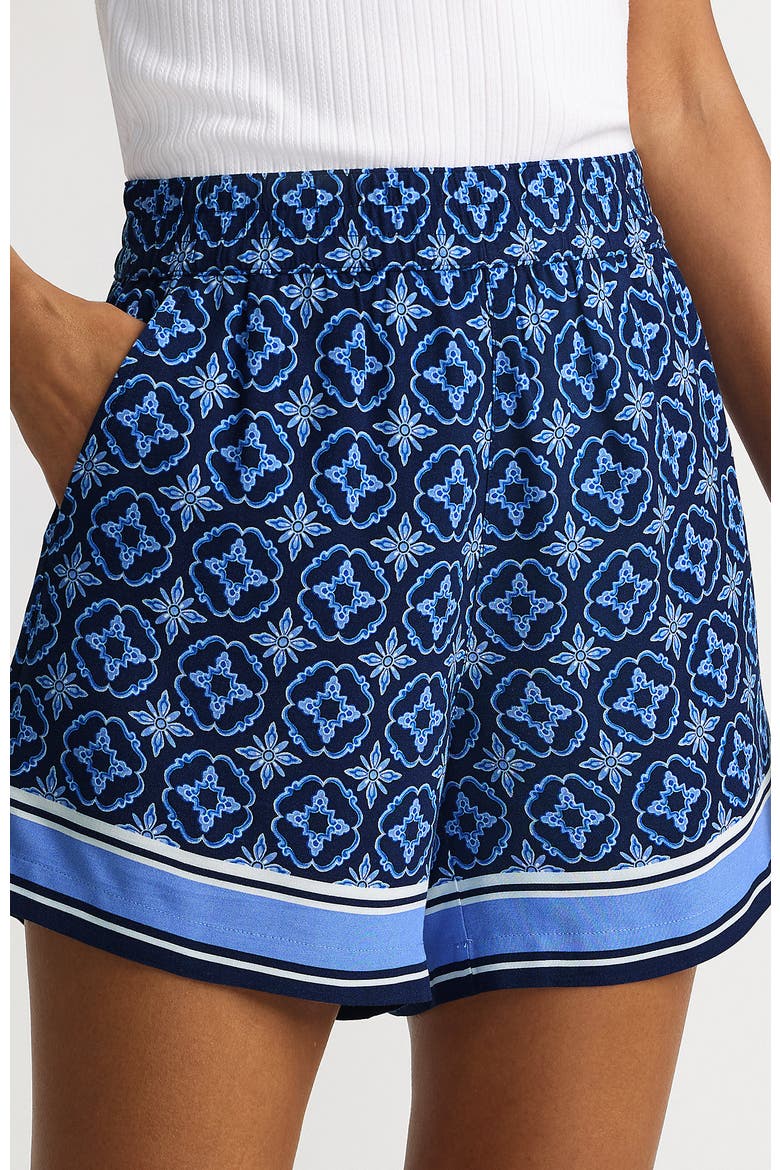 Rayon High Rise 5" Pull On Shorts - Set Bottom, Main, color, Deep Sea Border Tile