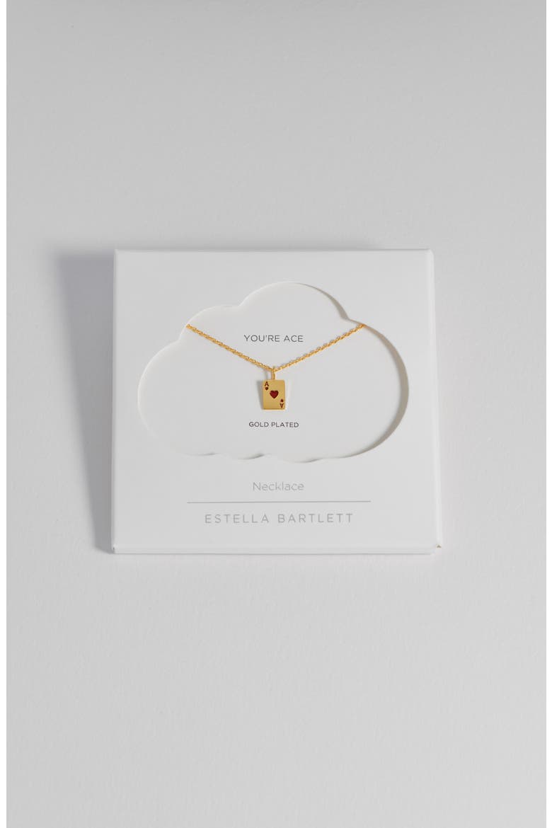 Ace of Hearts Pendant Necklace, Alternate, color, GOLD