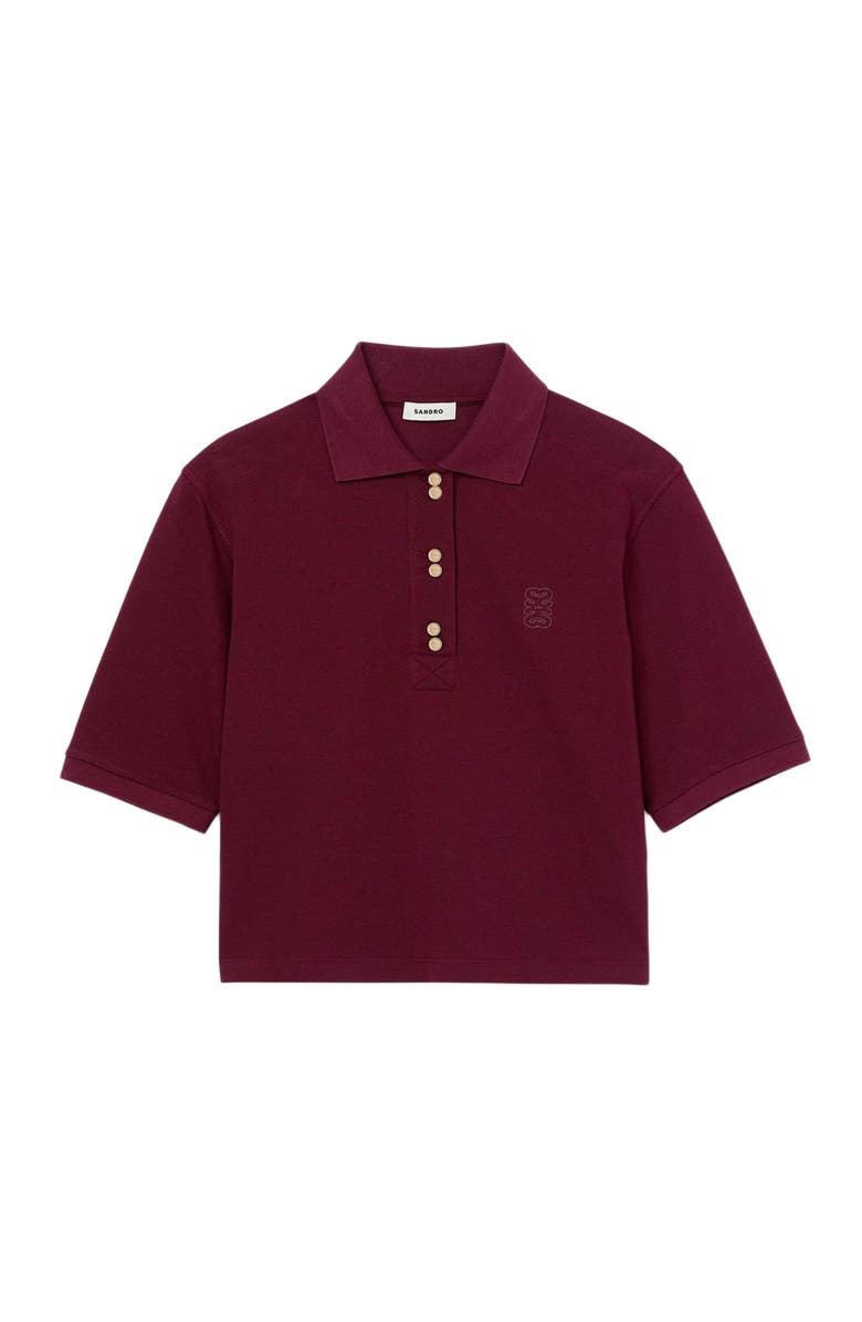SANDRO Polo shirt with decorative buttons, Alternate, color, Bordeaux