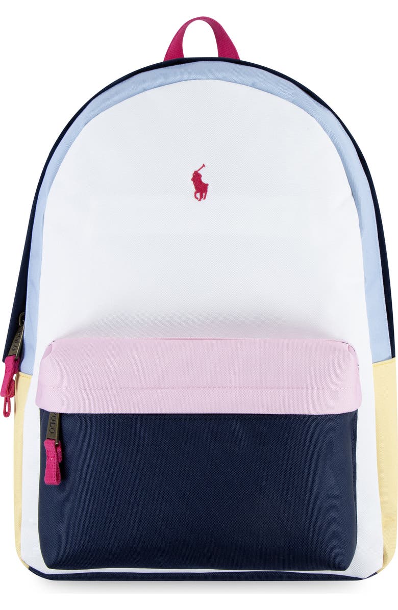 Ralph Lauren Kids' Colorblock Backpack, Main, color, White / Multi