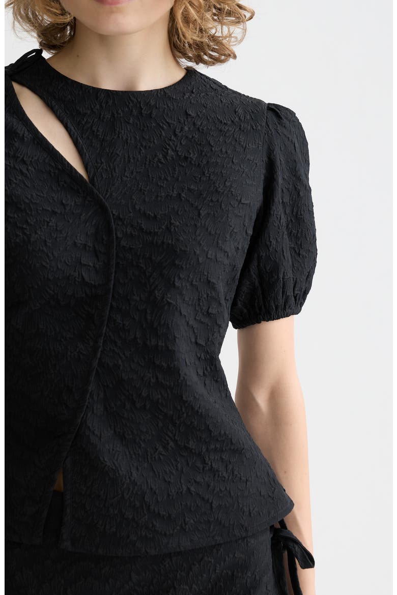 Puff Sleeve Textured Top, Alternate, color, METEORITE