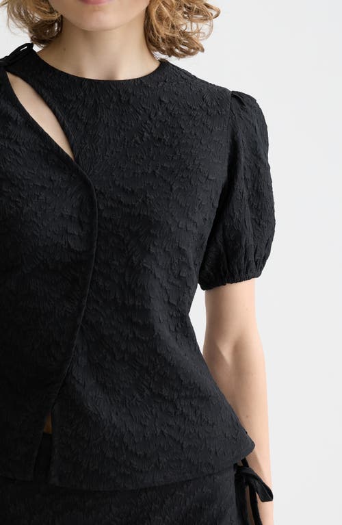 Scotch & Soda Puff Sleeve Textured Top In Black