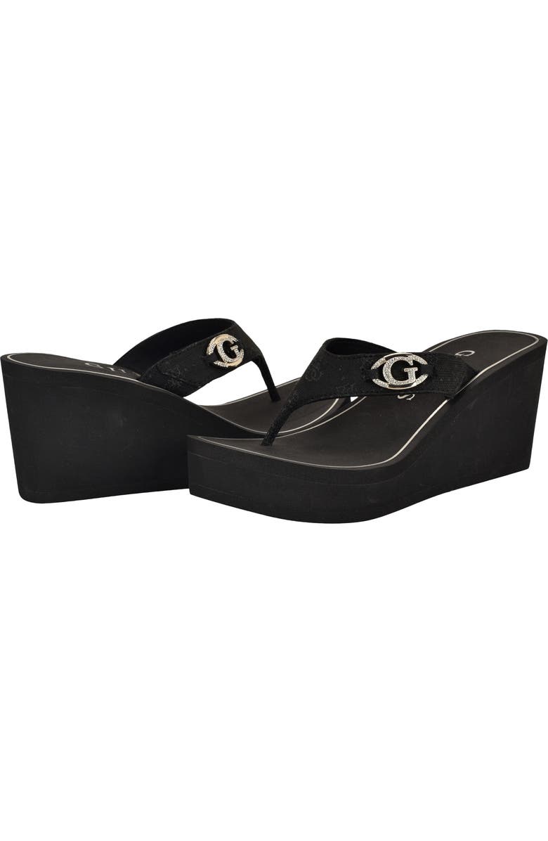 GUESS Shai Platform Wedge Flip Flop, Alternate, color, Black